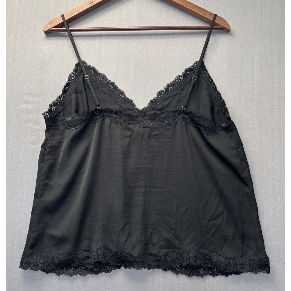 Forever 21 Black Lace Trim Y2K Satin Cami Top Whimsigoth Fairy Grunge - Picture 2 of 9